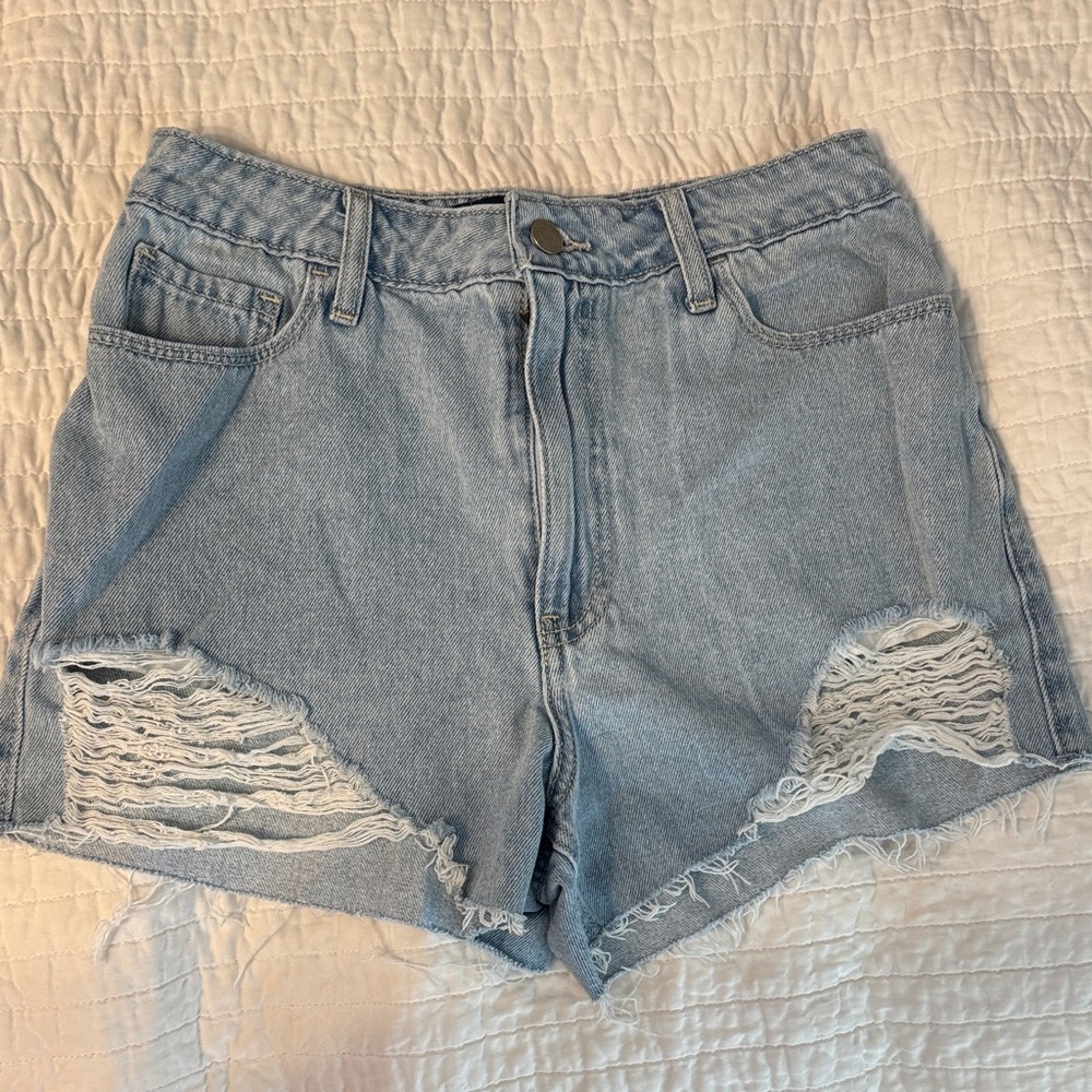 Hollister Light Wash Distressed Denim Shorts